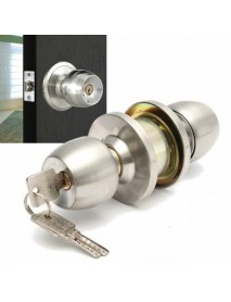 Stainless Steel Round Door Knobs Handle Entrance Interior Passage Lock Entry with Key