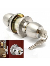 Stainless Steel Round Door Knobs Handle Entrance Interior Passage Lock Entry with Key