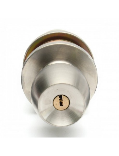 Stainless Steel Round Door Knobs Handle Entrance Interior Passage Lock Entry with Key