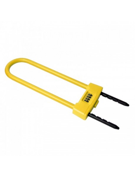 Glass Door Double open U-lock Anti Hydraulic Shear Lengthened Mechanical Code Lock (Yellow)