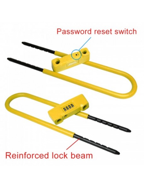 Glass Door Double open U-lock Anti Hydraulic Shear Lengthened Mechanical Code Lock (Yellow)