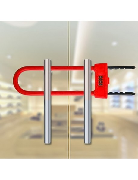 Glass Door Double open U-lock Anti Hydraulic Shear Lengthened Mechanical Code Lock (Red)