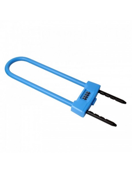 Glass Door Double open U-lock Anti Hydraulic Shear Lengthened Mechanical Code Lock (Blue)