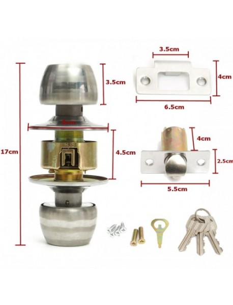 Stainless Steel Cylindrical Door Knob Handle Entrance Lock Set