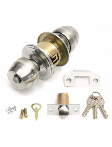 Stainless Steel Cylindrical Door Knob Handle Entrance Lock Set