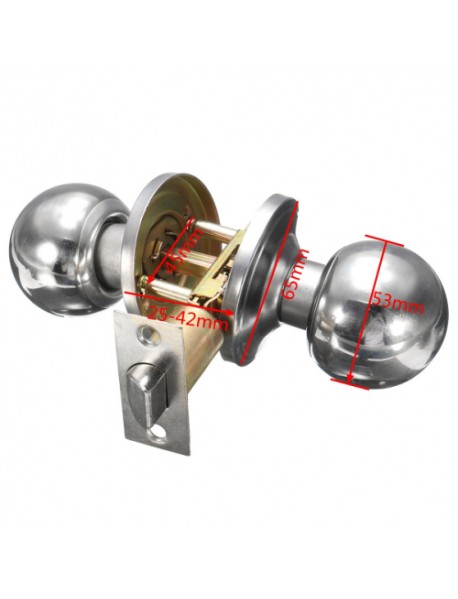 Stainless Steel Bathroom Door Lock Cylinder Round Knob Door Handle for 25mm-45mm Door