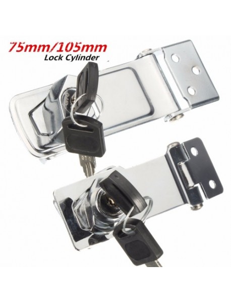 Locking Cylinder HASP Staple Garage Gate Door Lock Padlock with 2 Keys 75/105mm