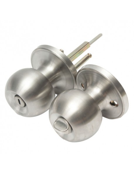 Stainless Steel Bathroom Round Ball Door Knob Set Handle Privacy Lock With Key