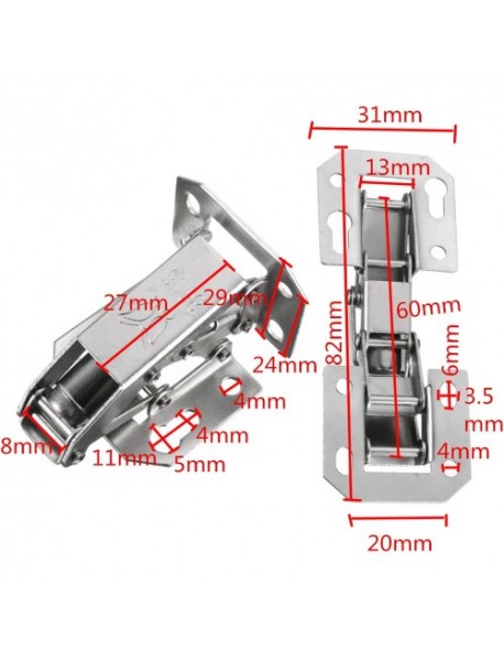 2pcs Cabinet Bridge Hinge Cupboard Door Hinge