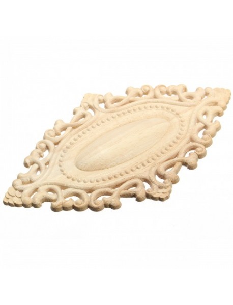 Wood Carving Applique Unpainted Flower Applique Furniture Cabinet Onlay Decoration 25x15cm