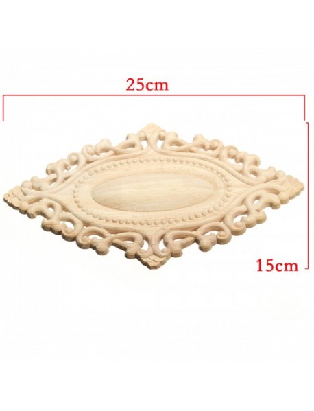 Wood Carving Applique Unpainted Flower Applique Furniture Cabinet Onlay Decoration 25x15cm