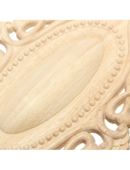 Wood Carving Applique Unpainted Flower Applique Furniture Cabinet Onlay Decoration 25x15cm