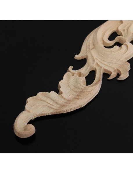 Wood Oak Carving Applique Unpainted Flower Applique Door Corner Decoration Onlay Furniture Cabinet