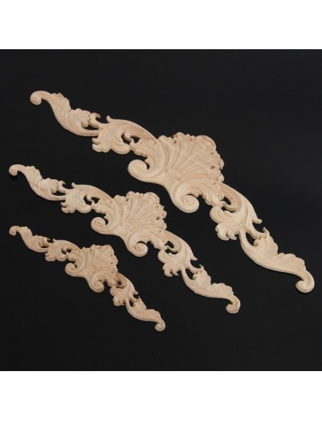 Wood Oak Carving Applique Unpainted Flower Applique Door Corner Decoration Onlay Furniture Cabinet