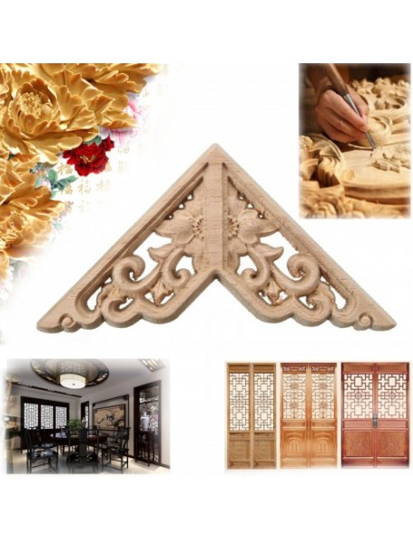 Wood Carving Applique Unpainted Onlay Door Corner Cabinet Furniture Woodcarving Decor 8x8cm