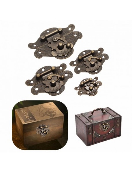 Antique Retro Decorative Latch Vintage Wooden Jewelry Box Drawer Hasp Pad Chest Lock 4 Sizes