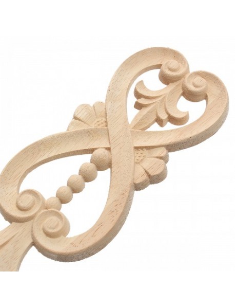 Wood Carving Applique Unpainted Flower Onlay Decal Furniture Cabinet Door Decor 36x7cm