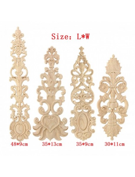 Wood Carving Applique Unpainted Flower Applique Door Decoration Onlay Furniture Cabinet 4 Patterns