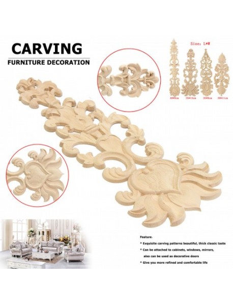 Wood Carving Applique Unpainted Flower Applique Door Decoration Onlay Furniture Cabinet 4 Patterns