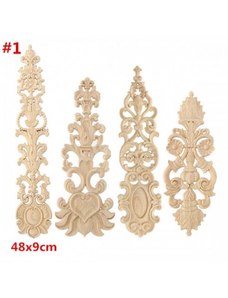 Wood Carving Applique Unpainted Flower Applique Door Decoration Onlay Furniture Cabinet 4 Patterns