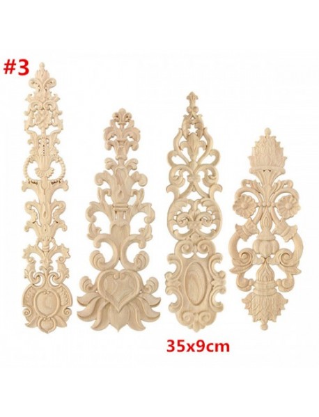 Wood Carving Applique Unpainted Flower Applique Door Decoration Onlay Furniture Cabinet 4 Patterns