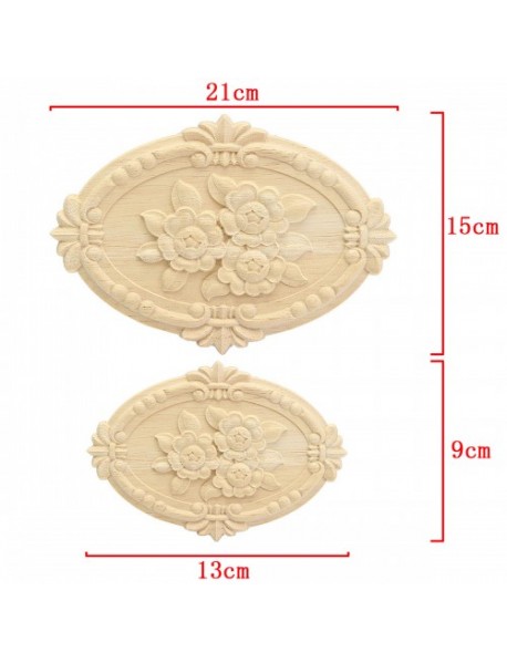 Wood Carving Applique Unpainted Flower Applique Woodcarving Decal 13x9cm 21x15cm