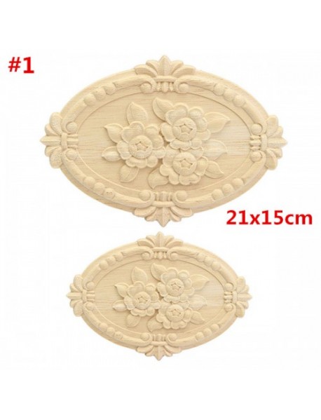 Wood Carving Applique Unpainted Flower Applique Woodcarving Decal 13x9cm 21x15cm